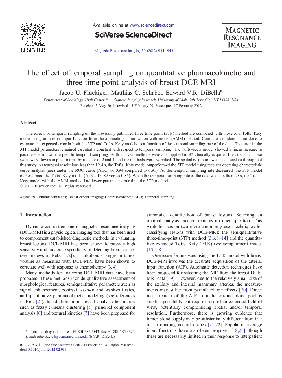 The effect of temporal sampling on quantitative pharmacokinetic and three-time-point analysis of breast DCE-MRI