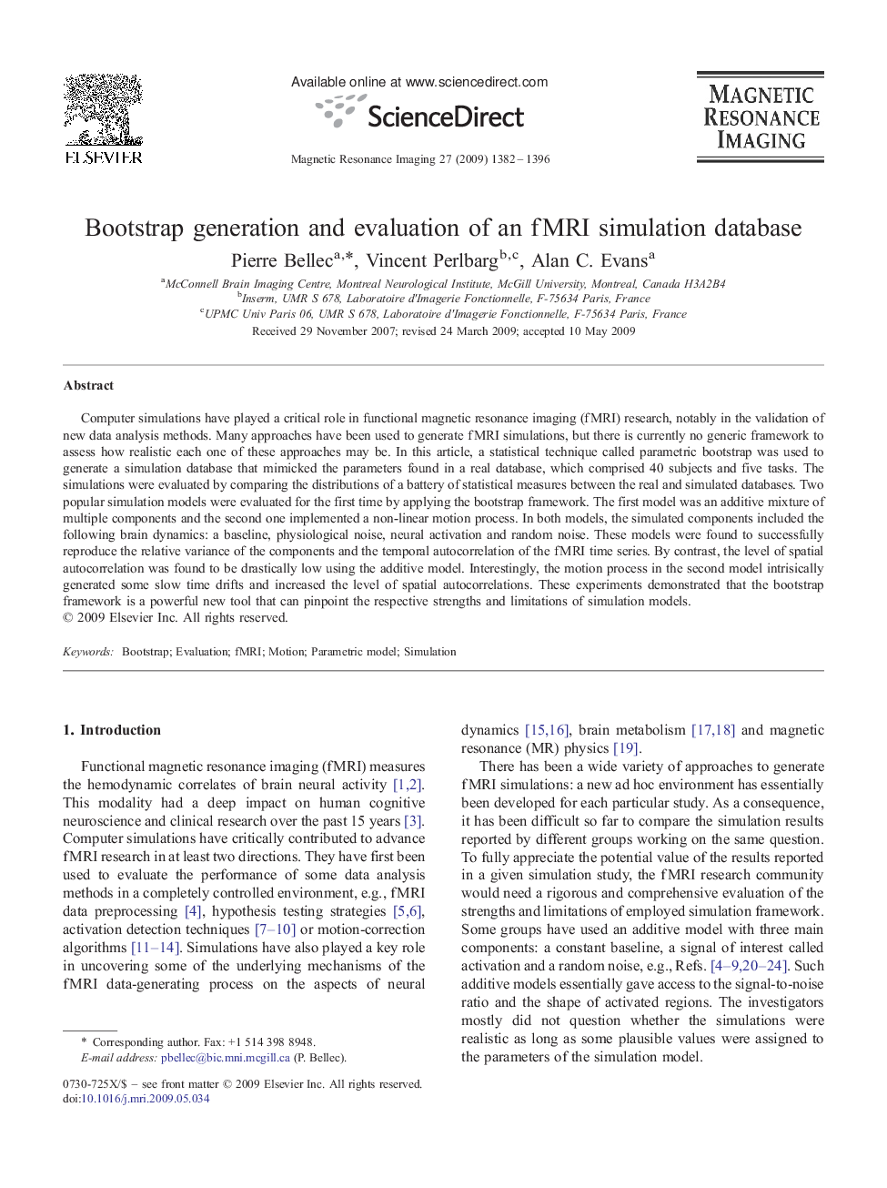 Bootstrap generation and evaluation of an fMRI simulation database