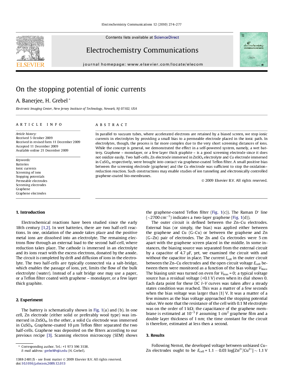 On the stopping potential of ionic currents