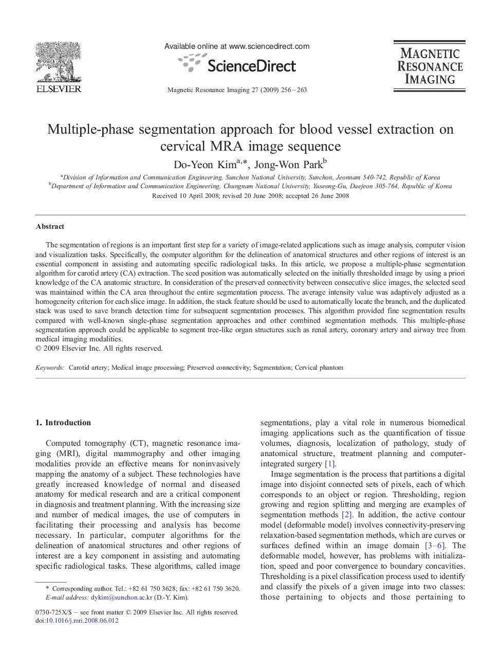 Multiple-phase segmentation approach for blood vessel extraction on cervical MRA image sequence