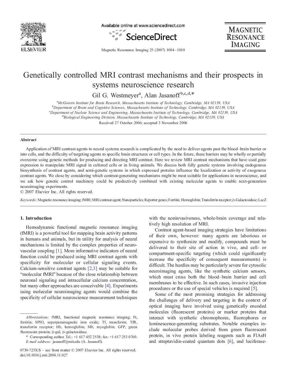 Genetically controlled MRI contrast mechanisms and their prospects in systems neuroscience research