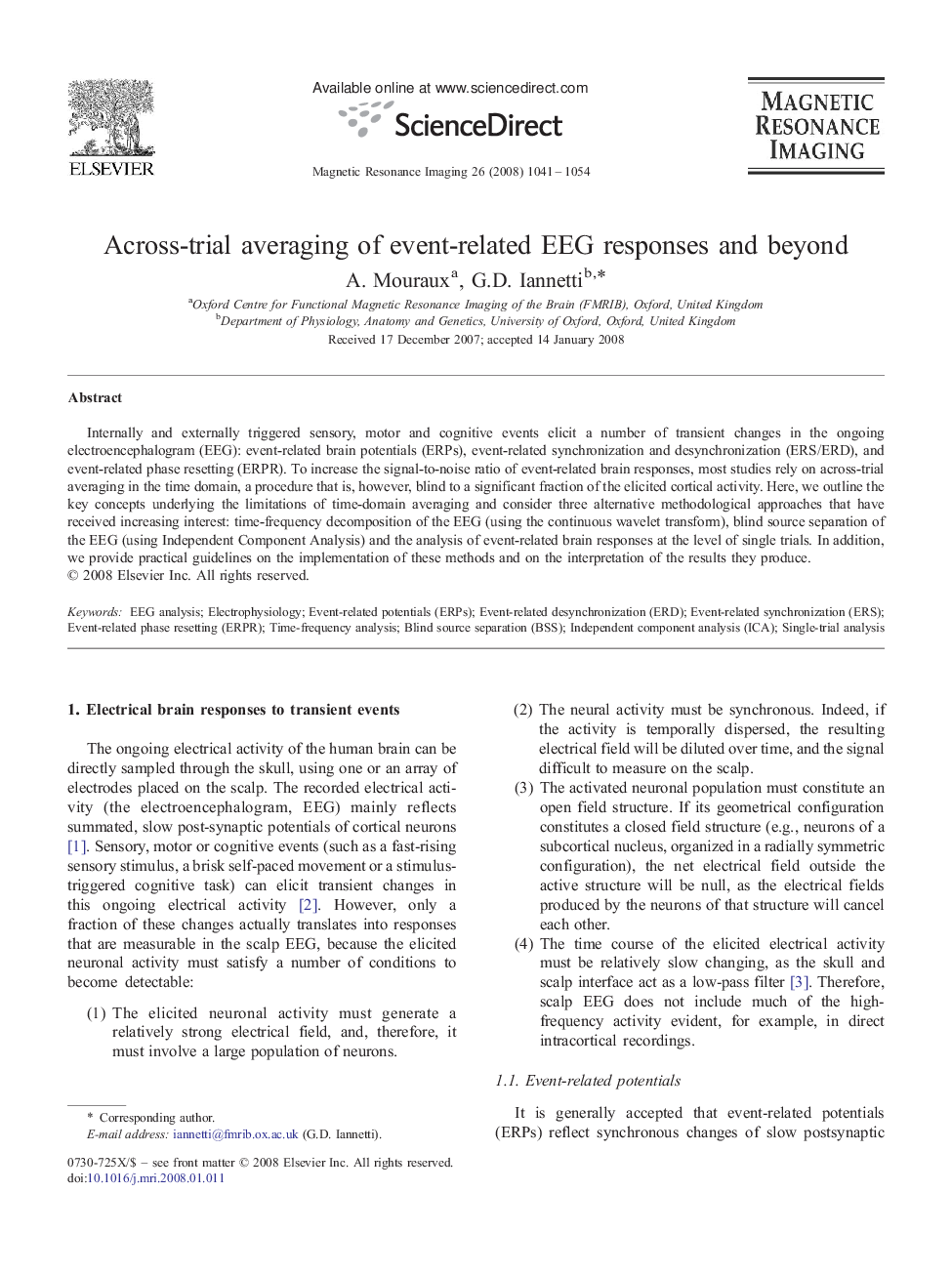 Across-trial averaging of event-related EEG responses and beyond