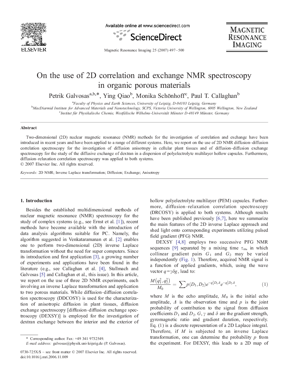 On the use of 2D correlation and exchange NMR spectroscopy in organic porous materials