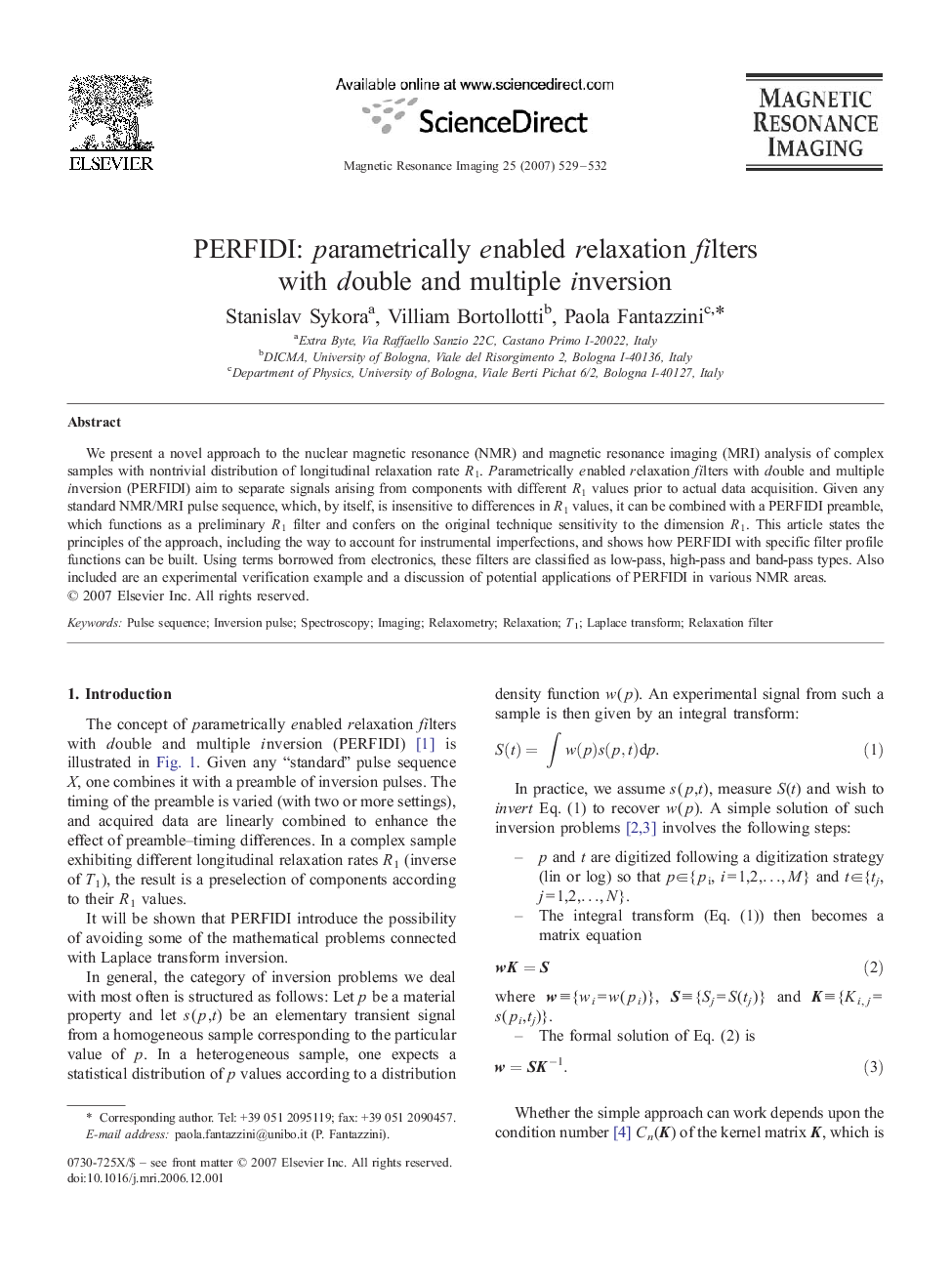 PERFIDI: parametrically enabled relaxation filters with double and multiple inversion