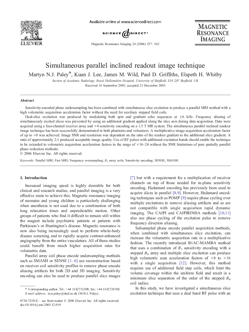 Simultaneous parallel inclined readout image technique