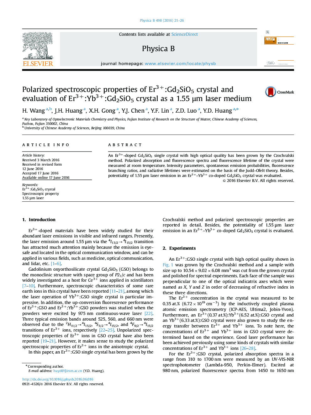 Polarized spectroscopic properties of Er3+:Gd2SiO5 crystal and evaluation of Er3+:Yb3+:Gd2SiO5 crystal as a 1.55 μm laser medium