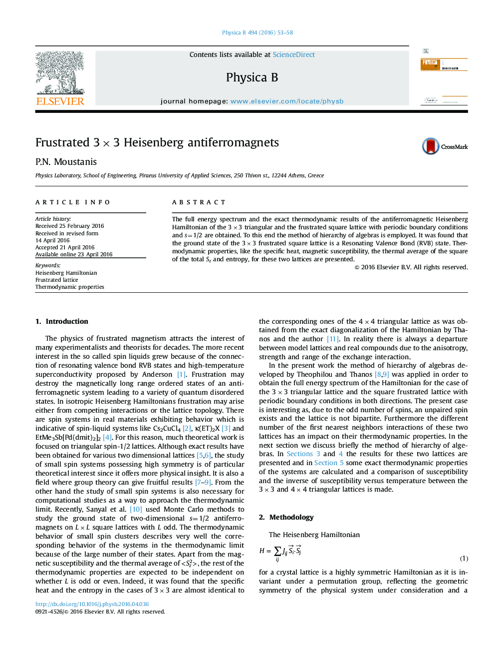 Frustrated 3×3 Heisenberg antiferromagnets