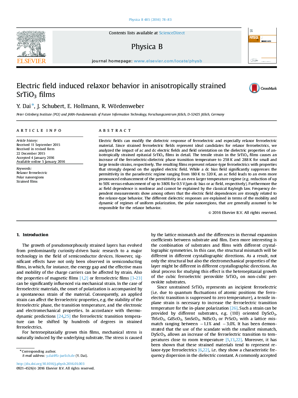 Electric field induced relaxor behavior in anisotropically strained SrTiO3 films