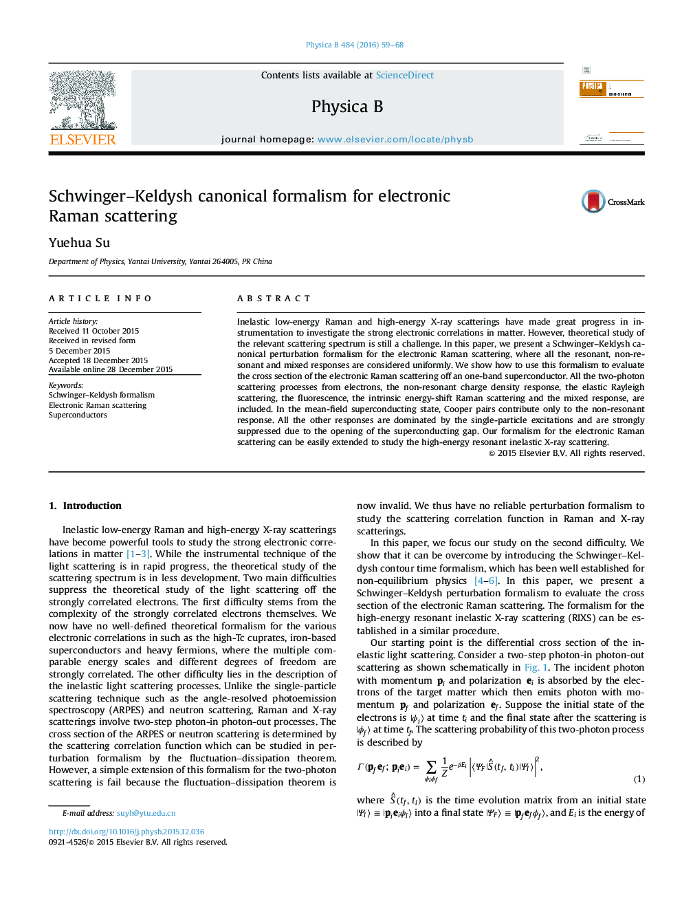 Schwinger–Keldysh canonical formalism for electronic Raman scattering