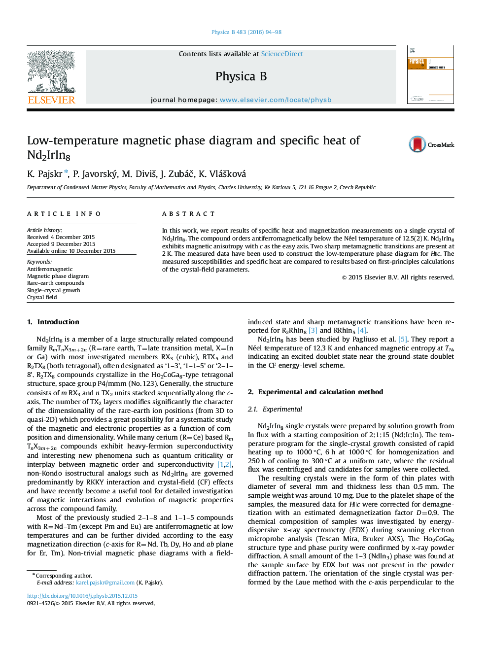 Low-temperature magnetic phase diagram and specific heat of Nd2IrIn8