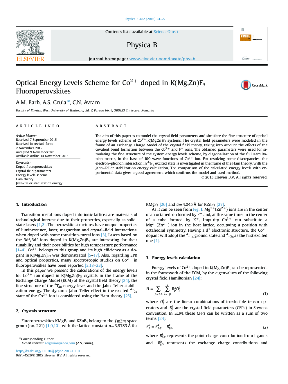 Optical Energy Levels Scheme for Co2+ doped in K(Mg,Zn)F3 Fluoroperovskites