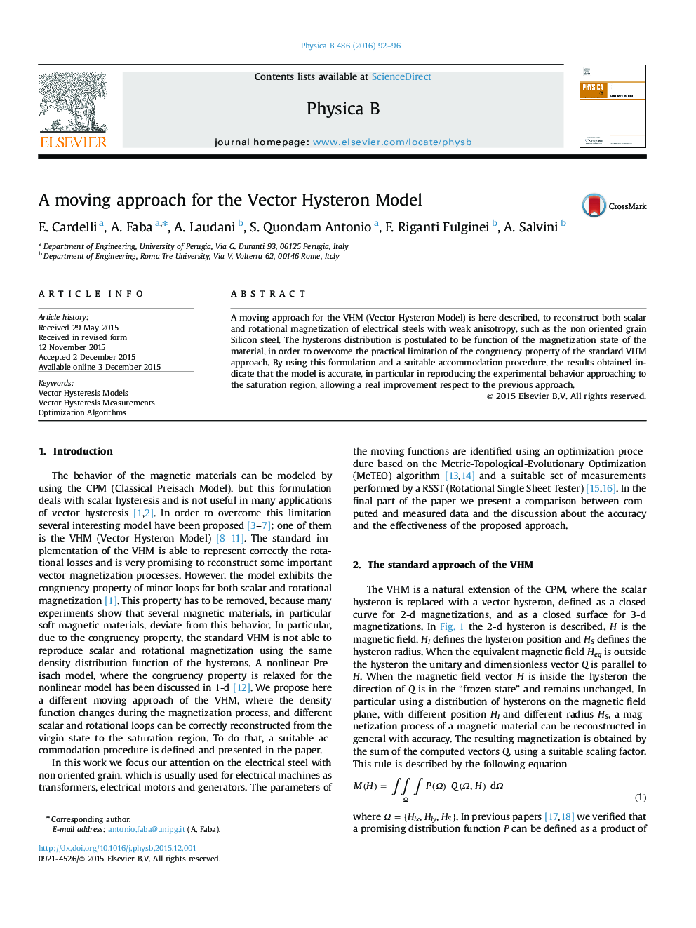 A moving approach for the Vector Hysteron Model