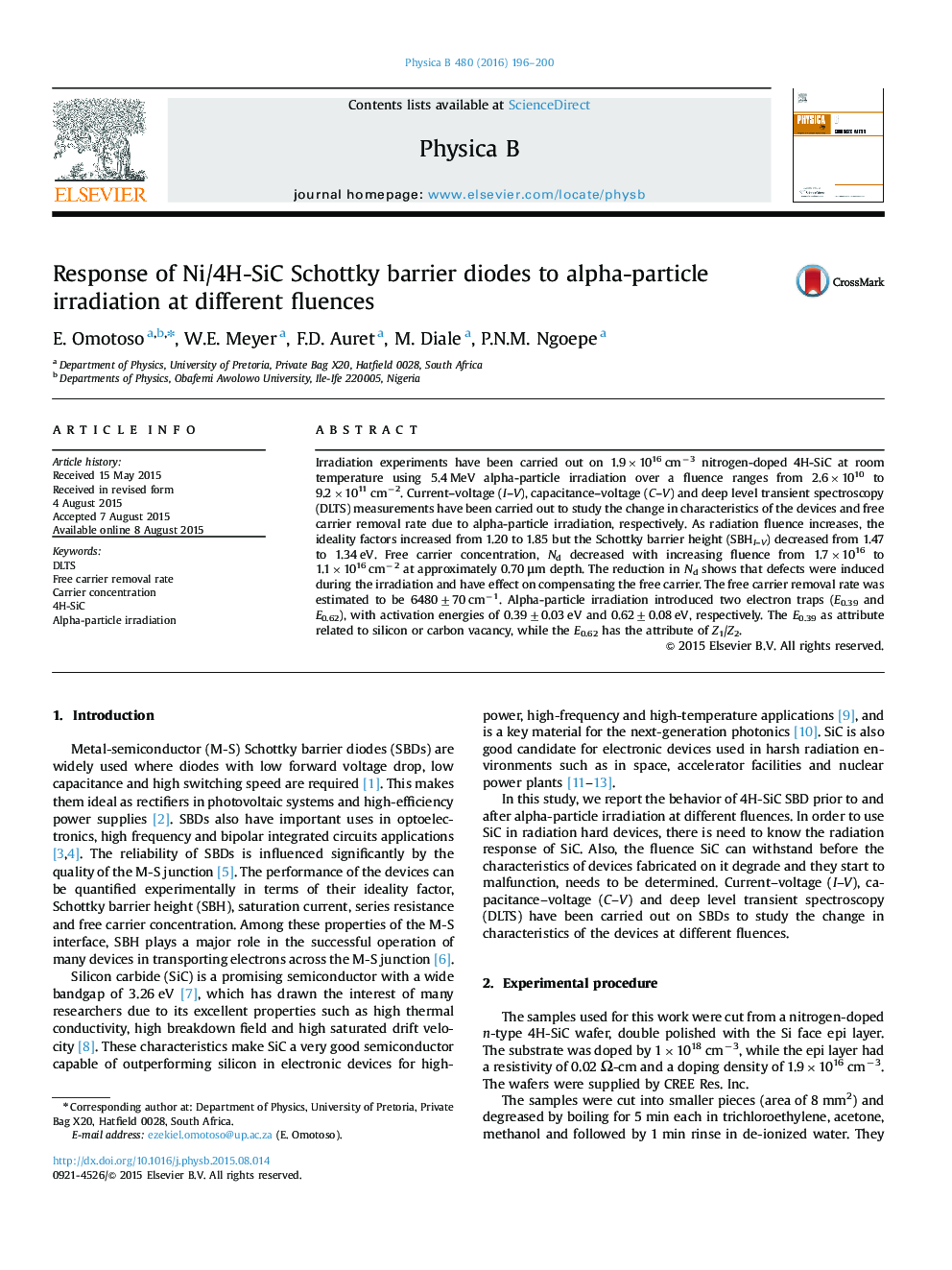 Response of Ni/4H-SiC Schottky barrier diodes to alpha-particle irradiation at different fluences