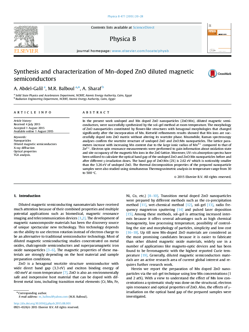 Synthesis and characterization of Mn-doped ZnO diluted magnetic semiconductors