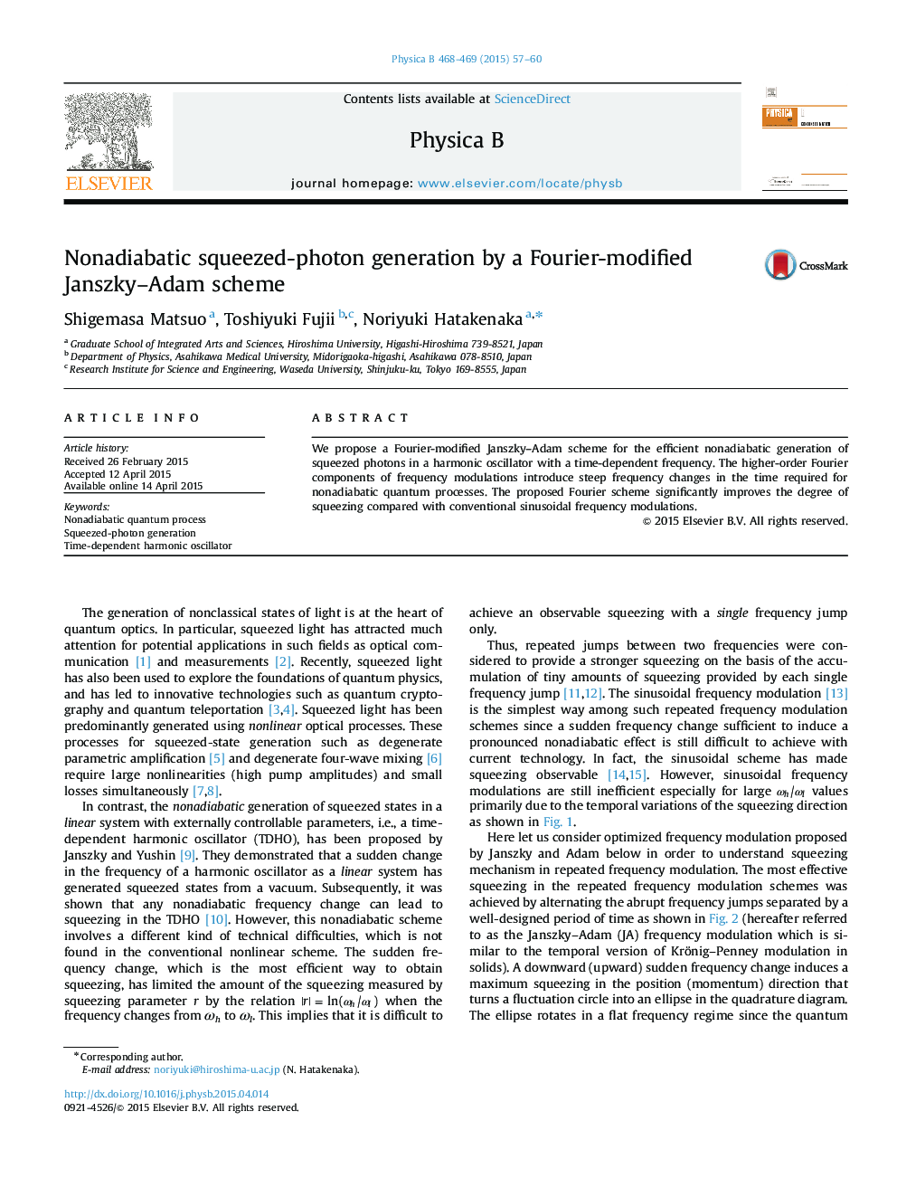 Nonadiabatic squeezed-photon generation by a Fourier-modified Janszky–Adam scheme