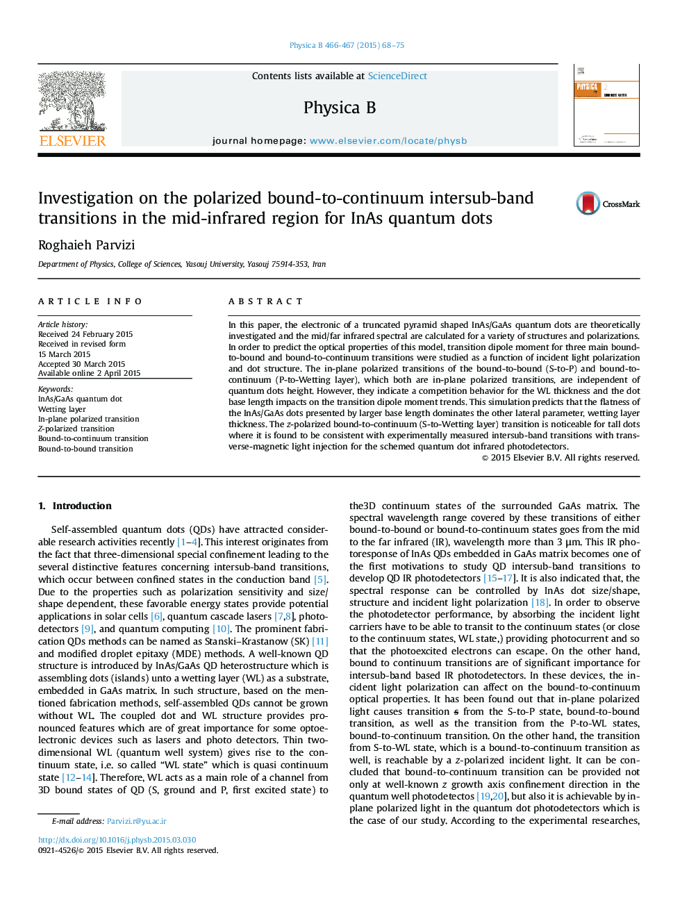 Investigation on the polarized bound-to-continuum intersub-band transitions in the mid-infrared region for InAs quantum dots