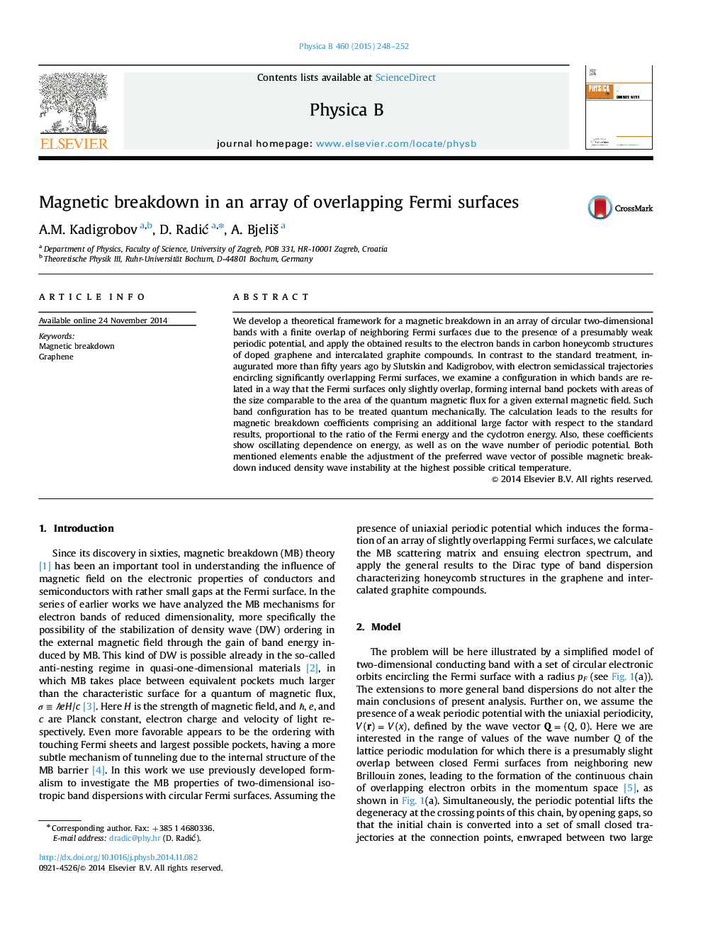 Magnetic breakdown in an array of overlapping Fermi surfaces