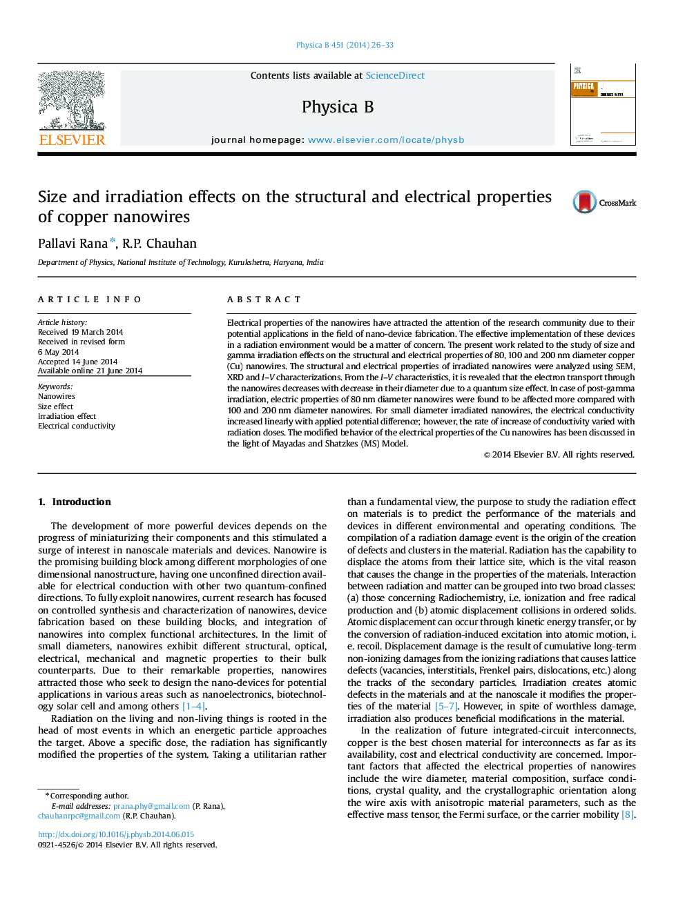 Size and irradiation effects on the structural and electrical properties of copper nanowires