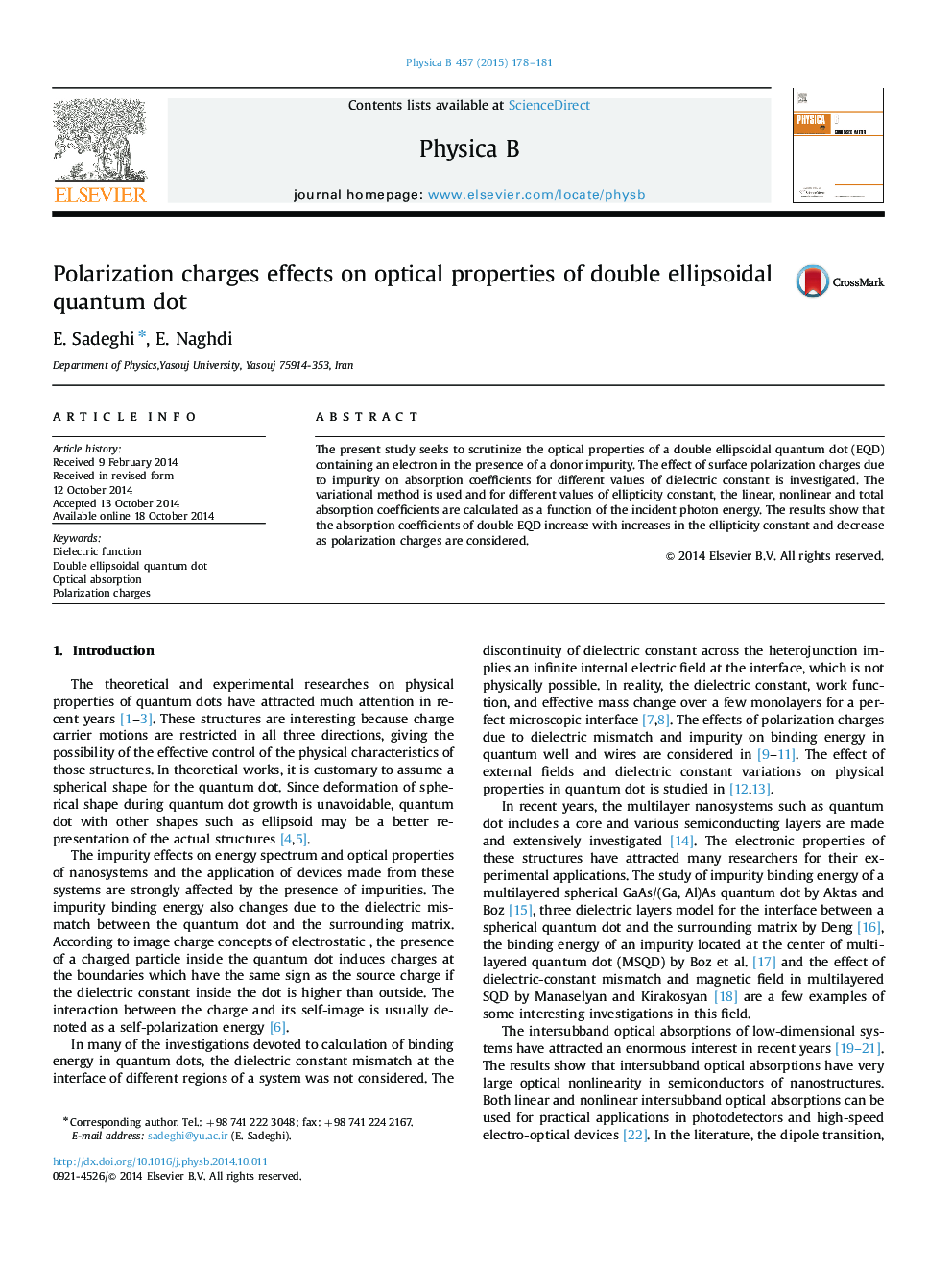 Polarization charges effects on optical properties of double ellipsoidal quantum dot