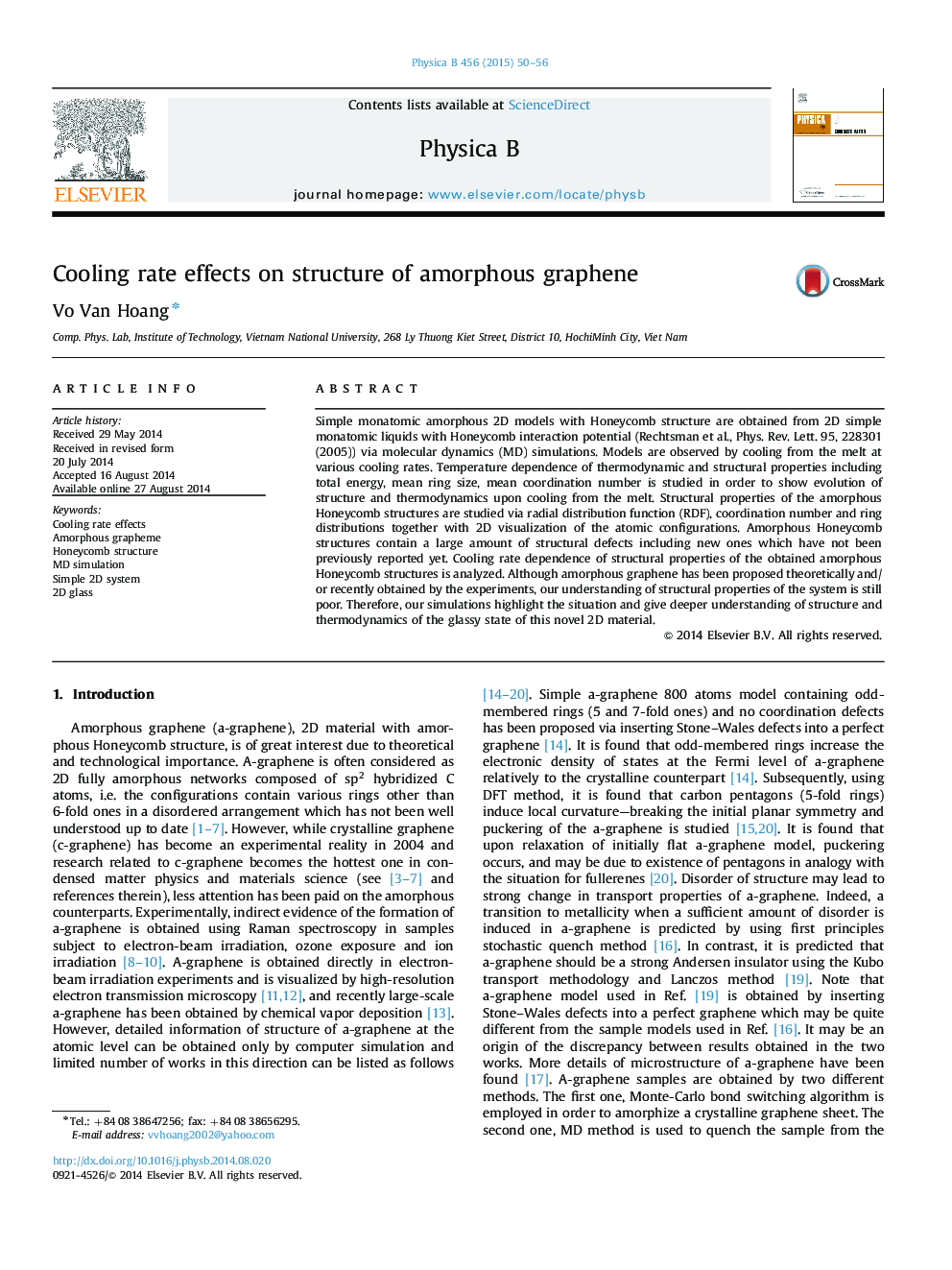 Cooling rate effects on structure of amorphous graphene