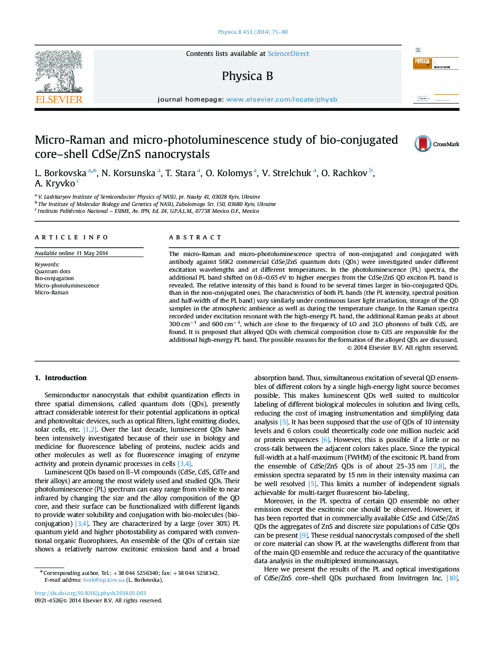 Micro-Raman and micro-photoluminescence study of bio-conjugated core–shell CdSe/ZnS nanocrystals