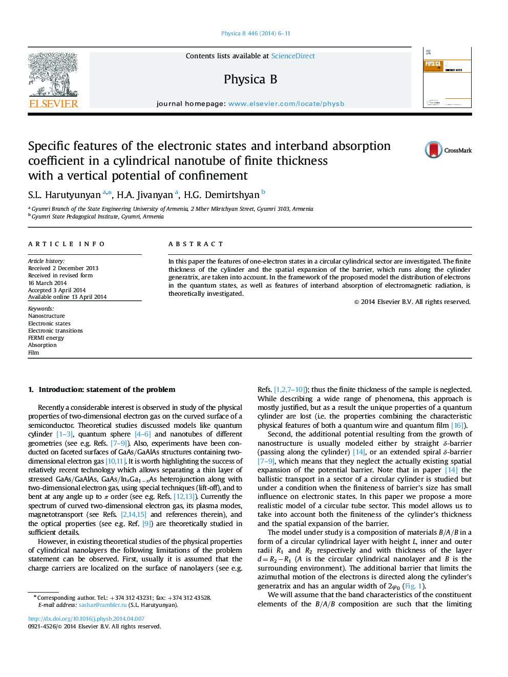 Specific features of the electronic states and interband absorption coefficient in a cylindrical nanotube of finite thickness with a vertical potential of confinement