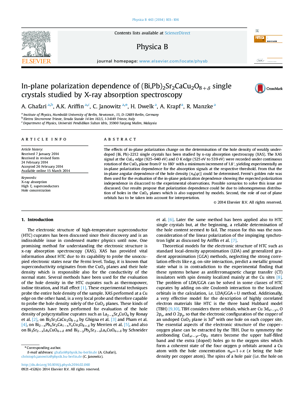 In-plane polarization dependence of (Bi,Pb)2Sr2CaCu2O8+Î´ single crystals studied by X-ray absorption spectroscopy