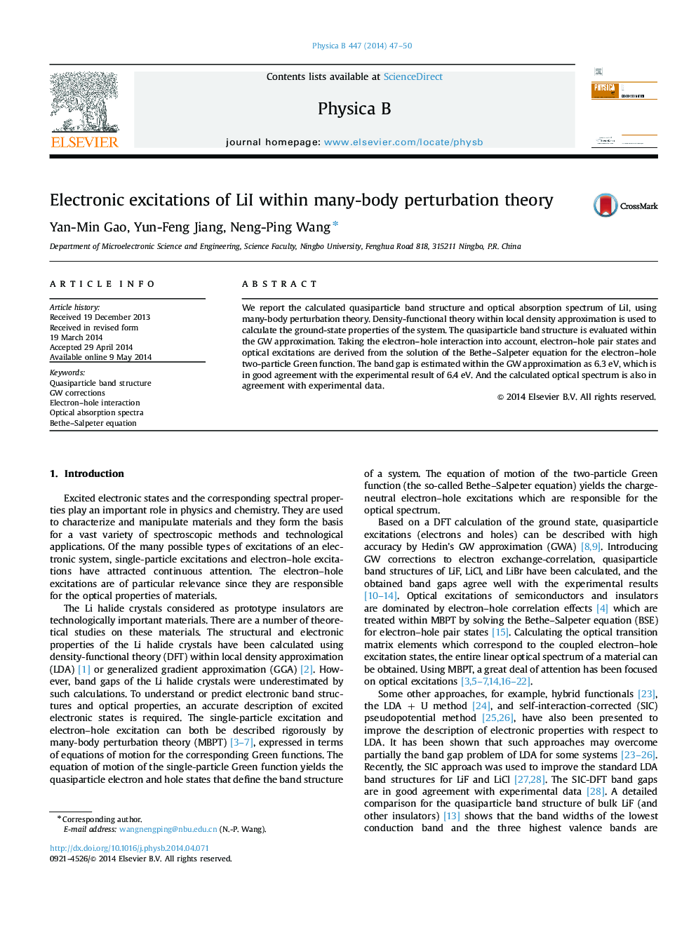 Electronic excitations of LiI within many-body perturbation theory