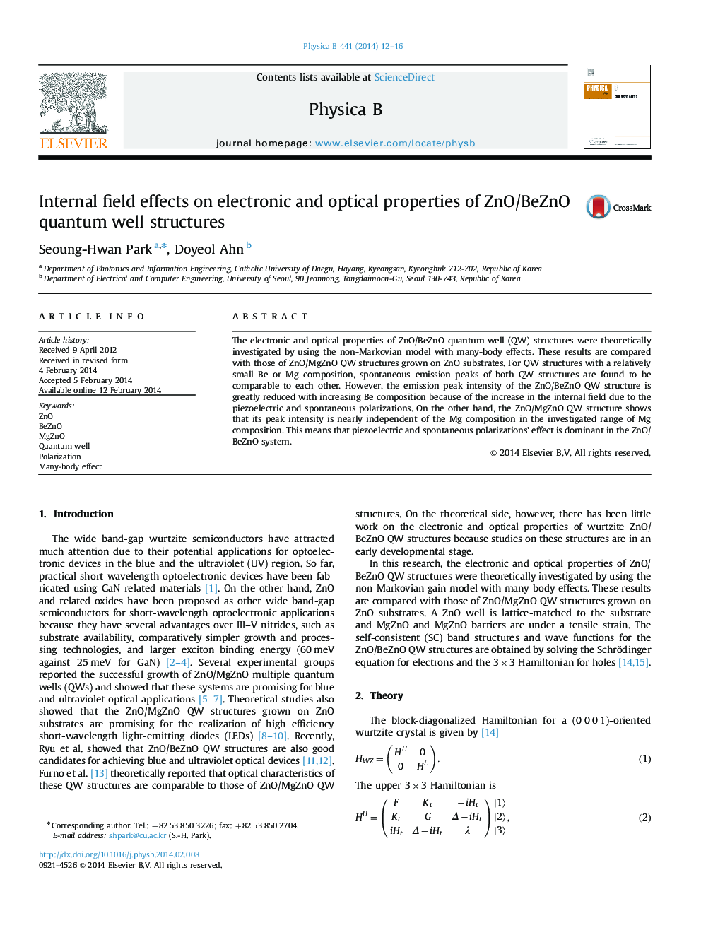 Internal field effects on electronic and optical properties of ZnO/BeZnO quantum well structures