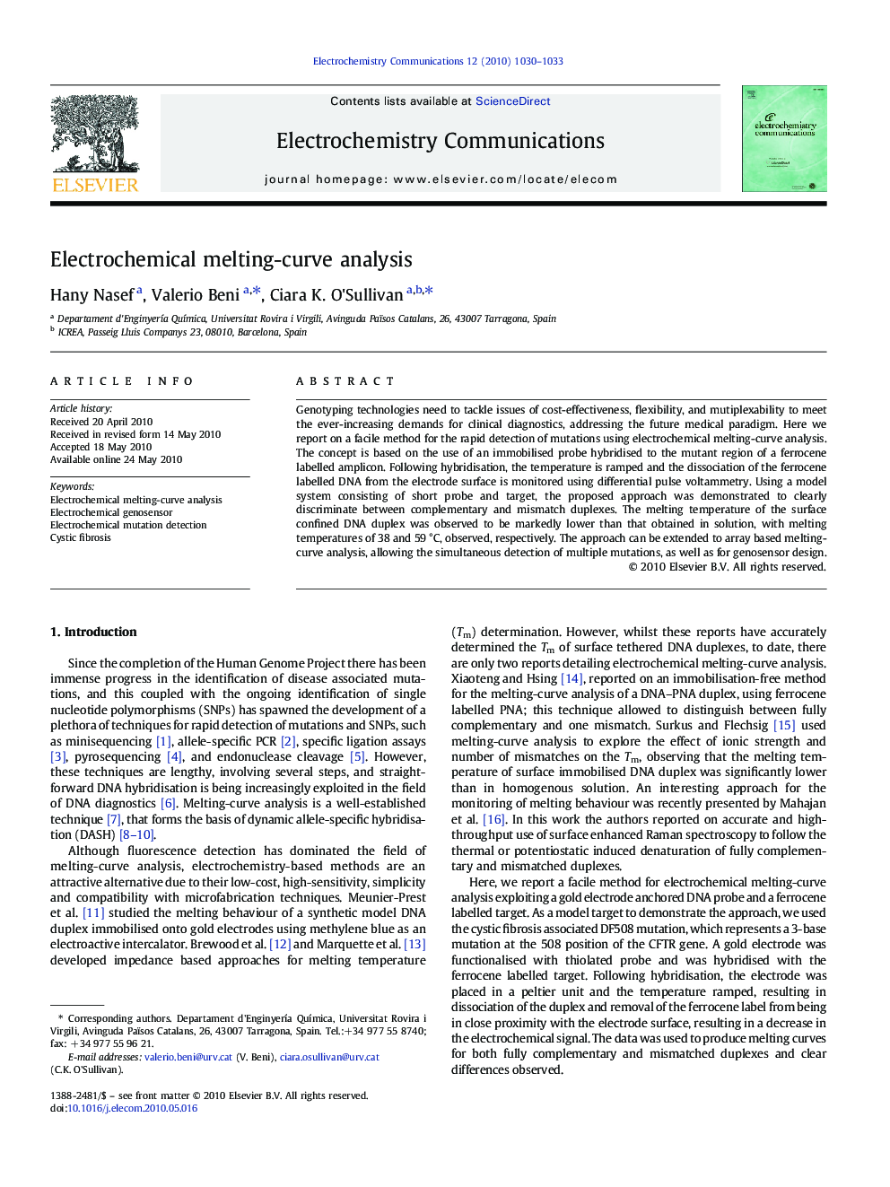 Electrochemical melting-curve analysis