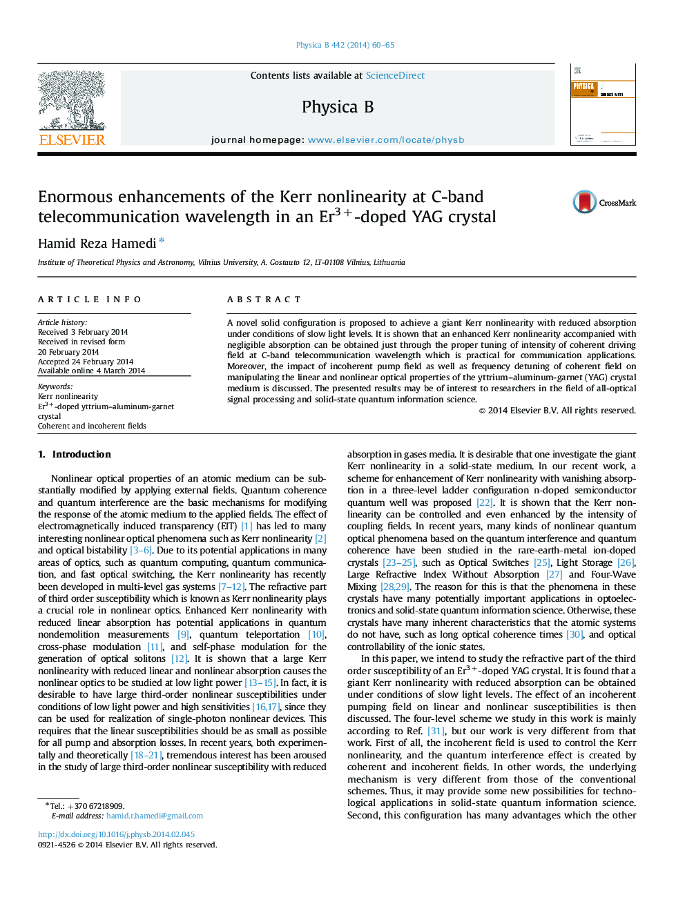 Enormous enhancements of the Kerr nonlinearity at C-band telecommunication wavelength in an Er3+-doped YAG crystal