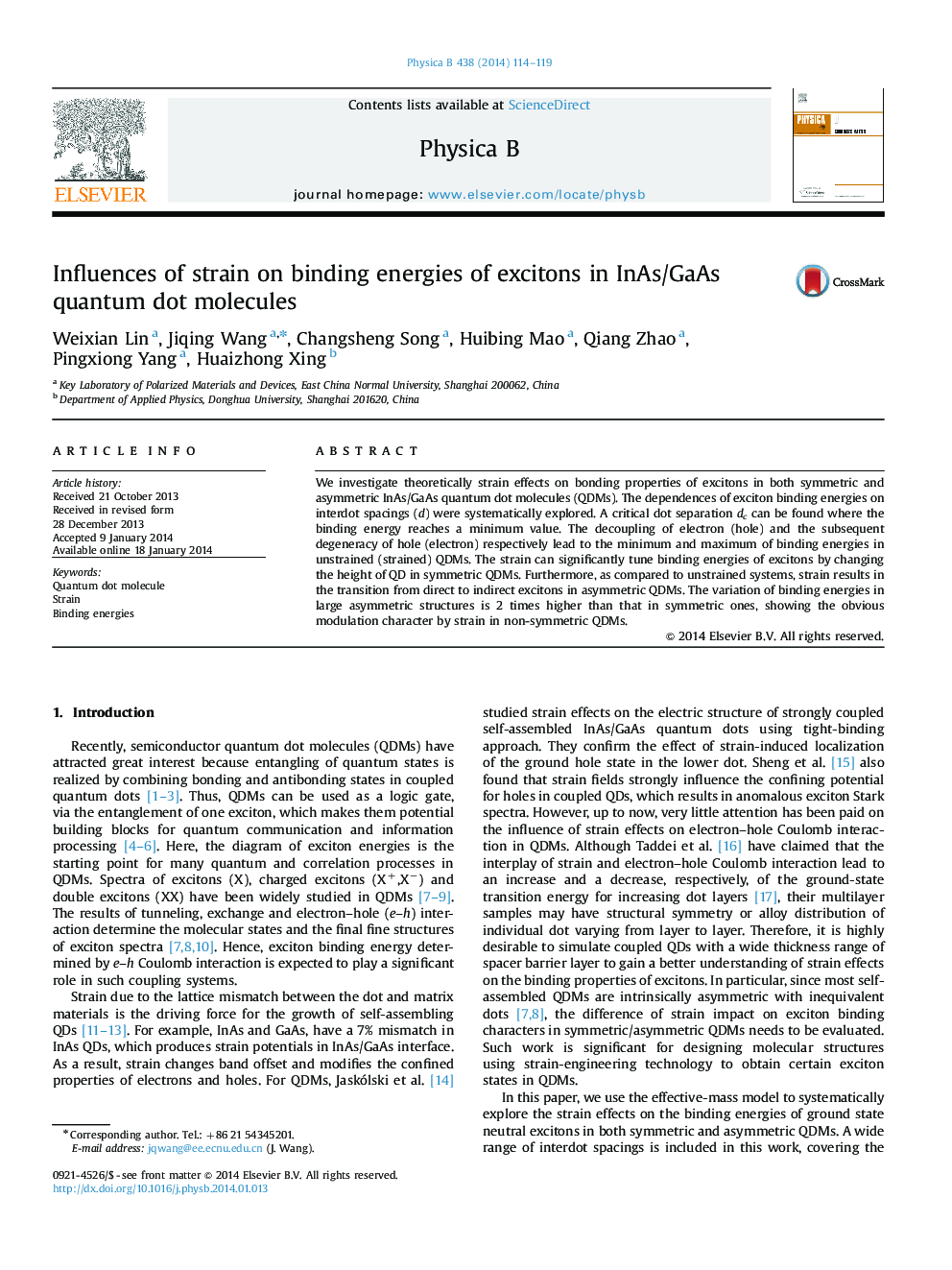 Influences of strain on binding energies of excitons in InAs/GaAs quantum dot molecules