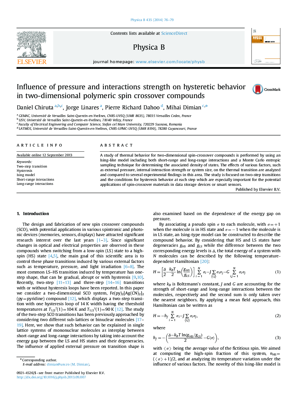 Influence of pressure and interactions strength on hysteretic behavior in two-dimensional polymeric spin crossover compounds