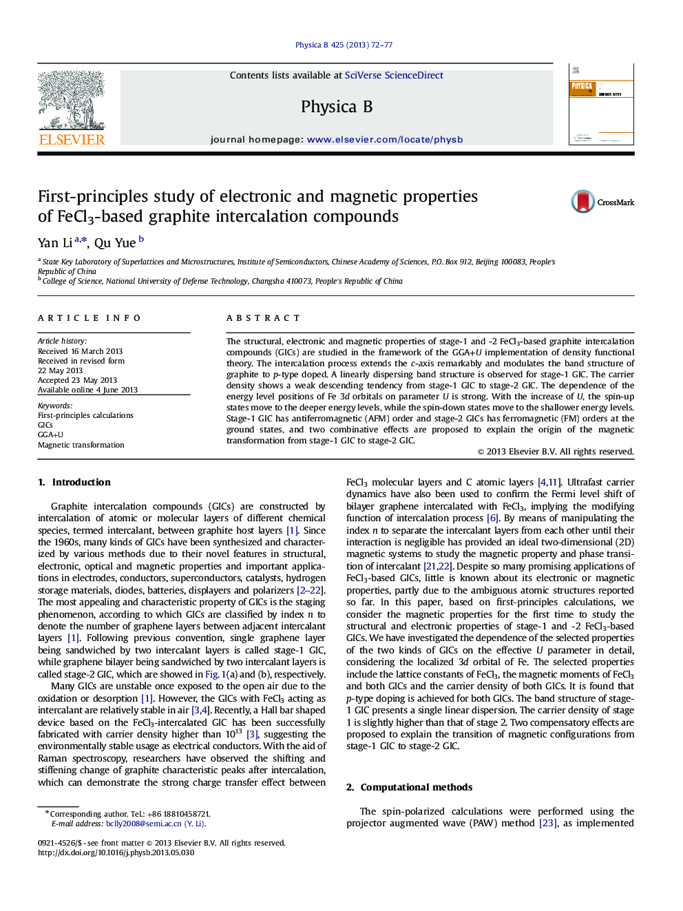 First-principles study of electronic and magnetic properties of FeCl3-based graphite intercalation compounds