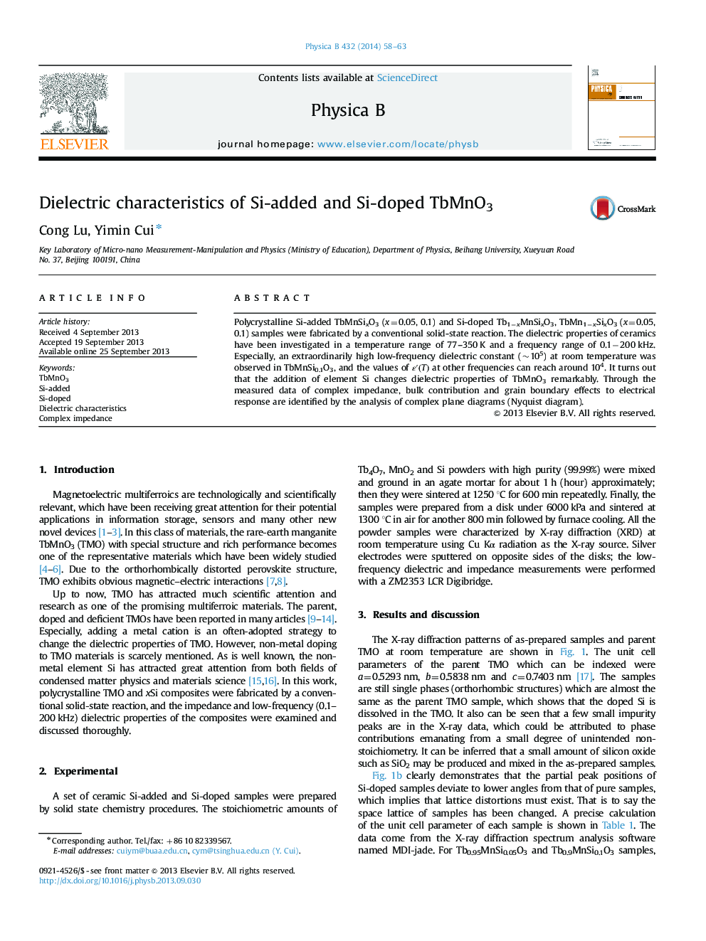 Dielectric characteristics of Si-added and Si-doped TbMnO3