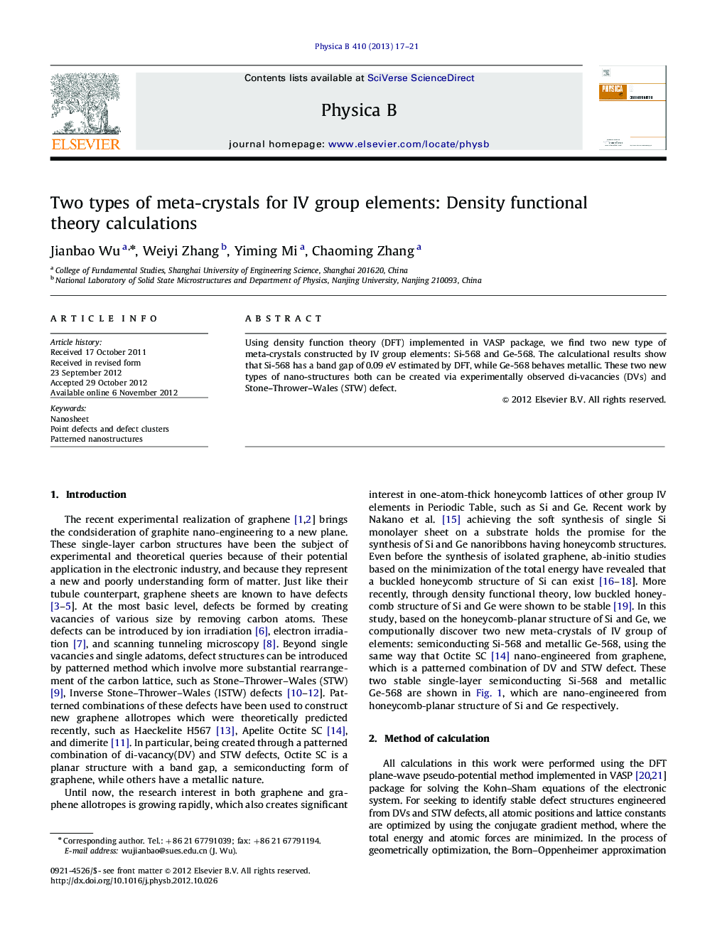 Two types of meta-crystals for IV group elements: Density functional theory calculations