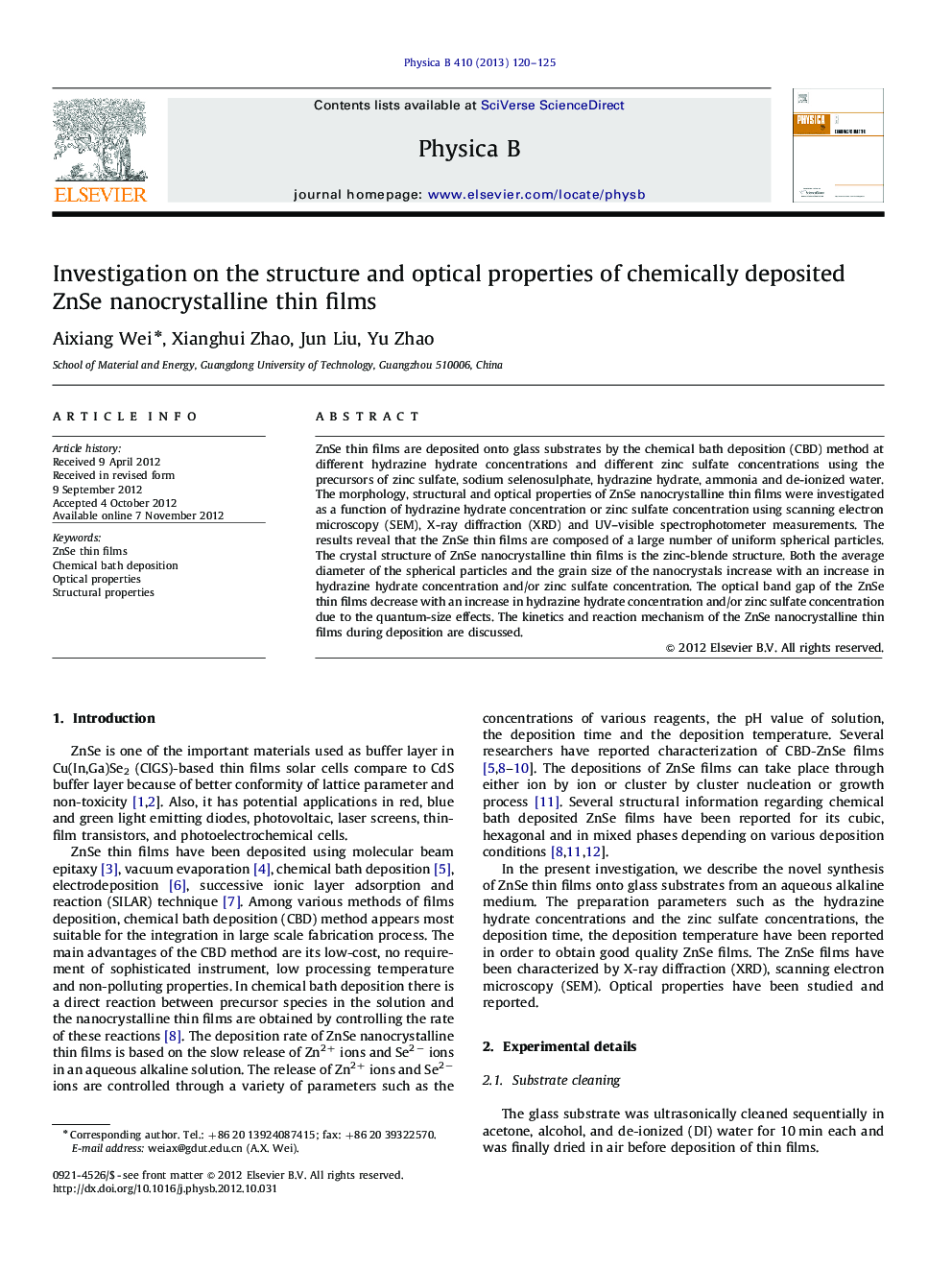 Investigation on the structure and optical properties of chemically deposited ZnSe nanocrystalline thin films