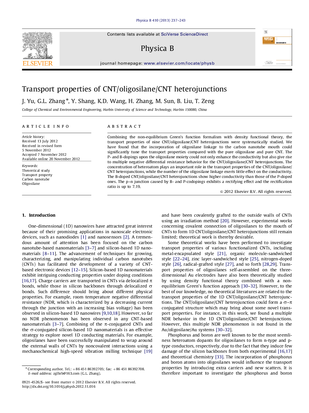 Transport properties of CNT/oligosilane/CNT heterojunctions