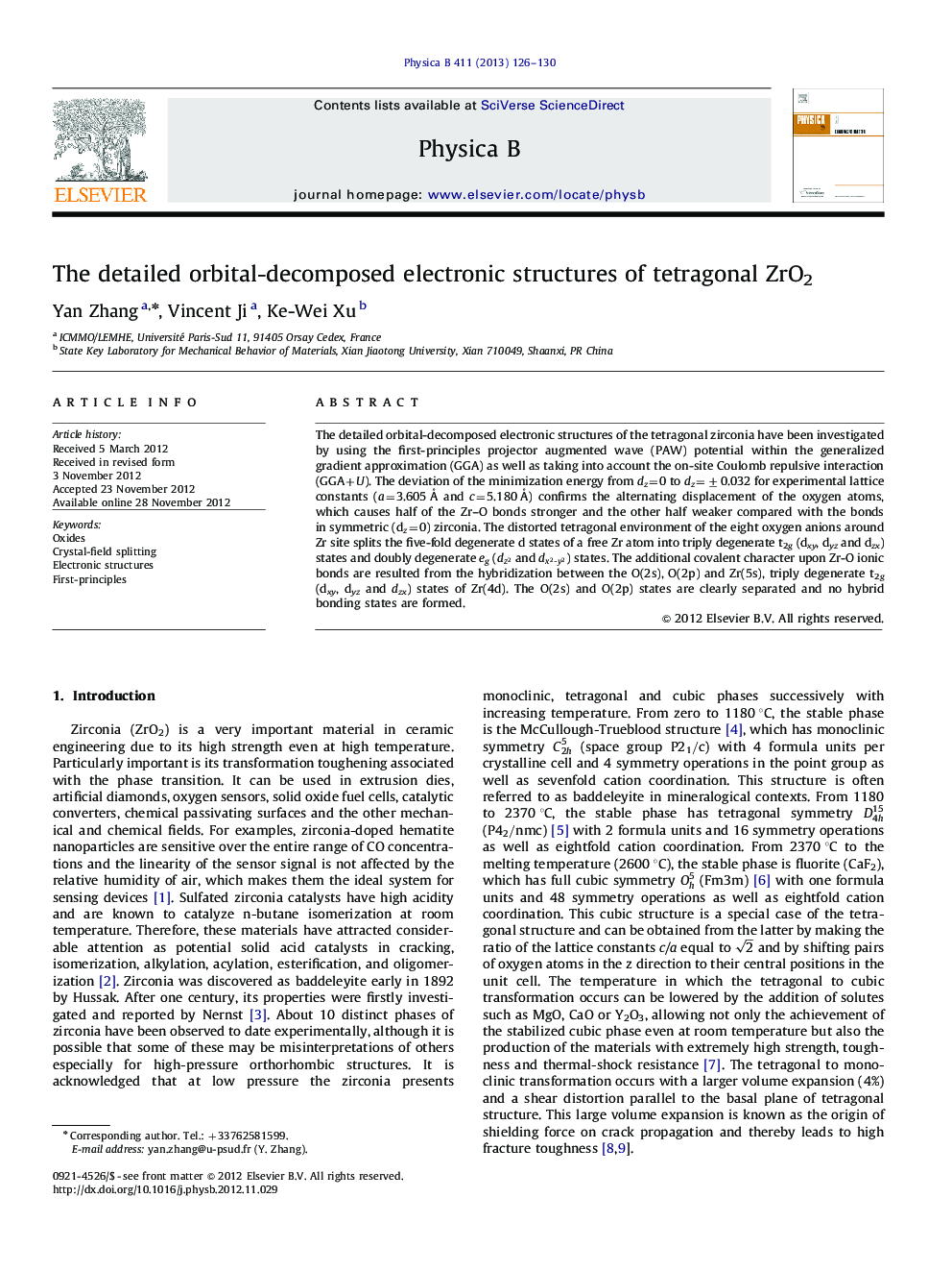 The detailed orbital-decomposed electronic structures of tetragonal ZrO2