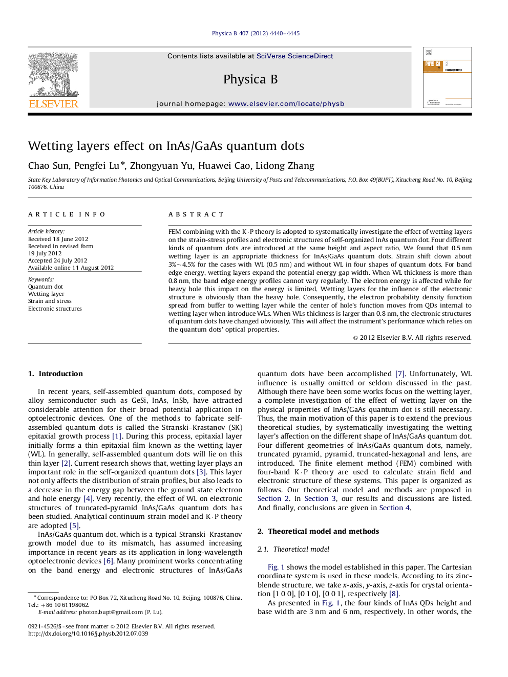 Wetting layers effect on InAs/GaAs quantum dots