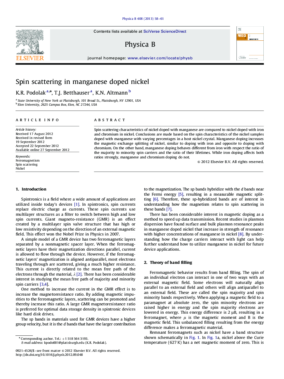 Spin scattering in manganese doped nickel
