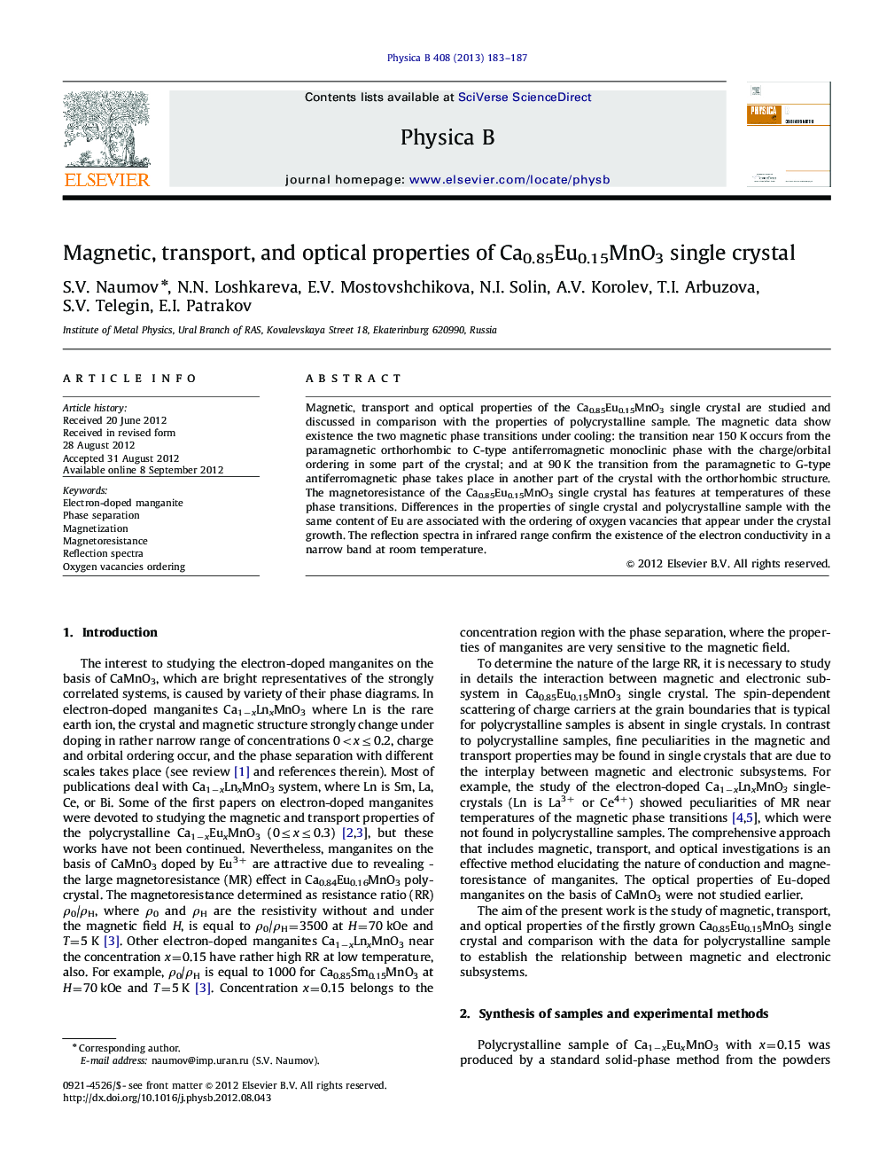 Magnetic, transport, and optical properties of Ca0.85Eu0.15MnO3 single crystal