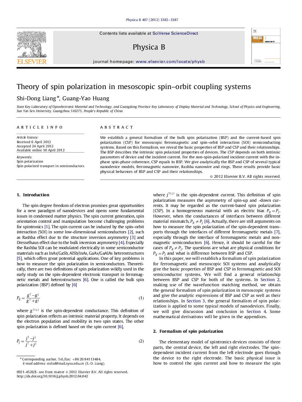 Theory of spin polarization in mesoscopic spin–orbit coupling systems