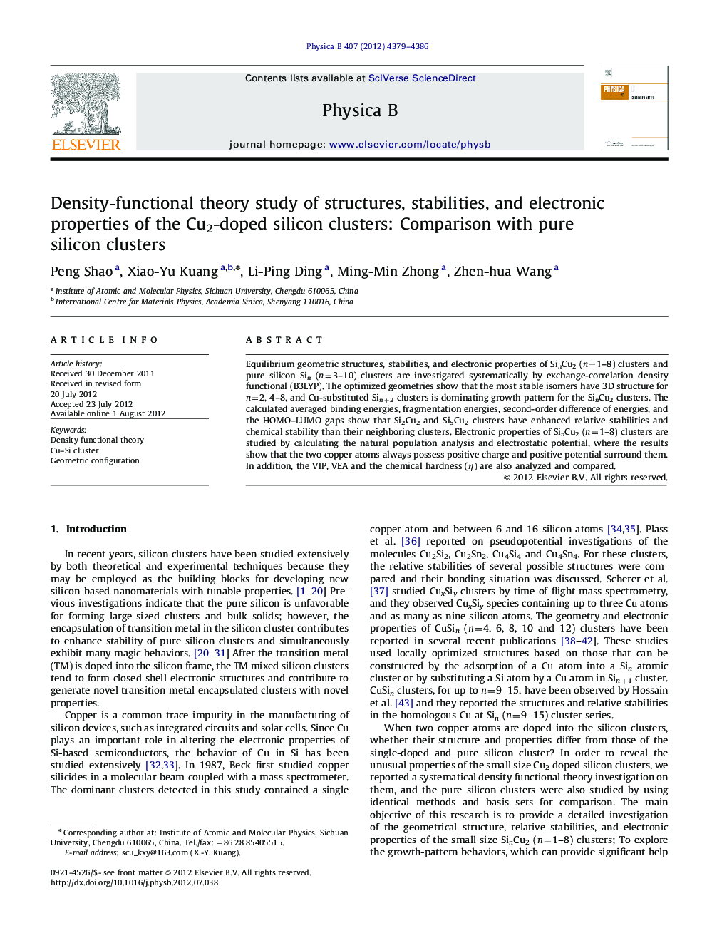 Density-functional theory study of structures, stabilities, and electronic properties of the Cu2-doped silicon clusters: Comparison with pure silicon clusters