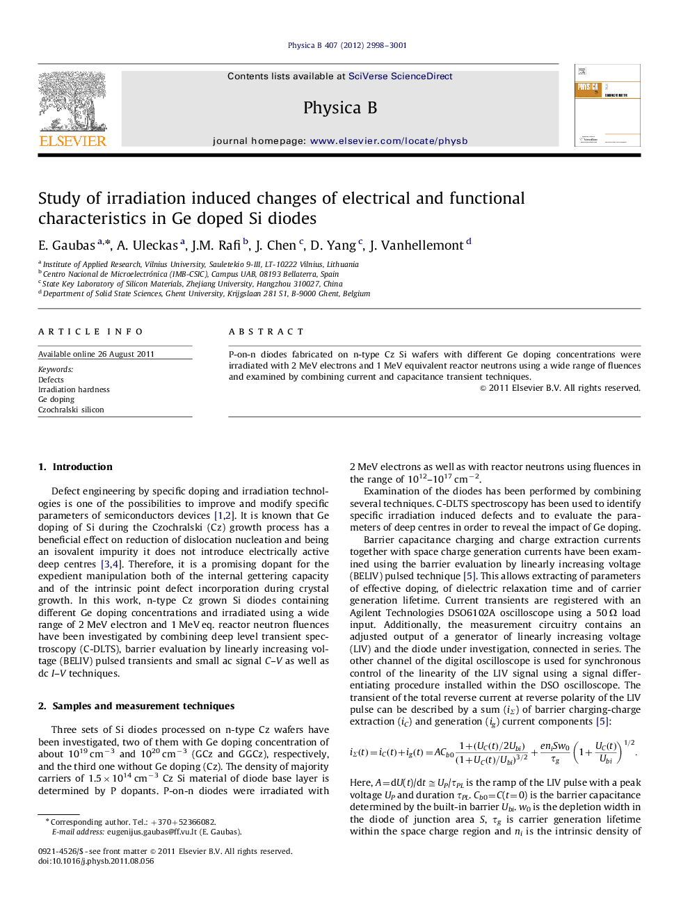 Study of irradiation induced changes of electrical and functional characteristics in Ge doped Si diodes