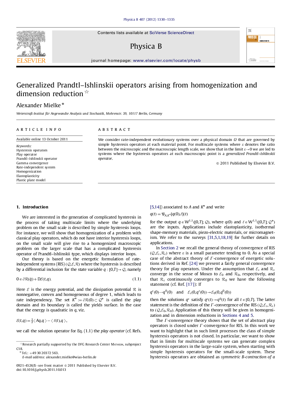 Generalized Prandtl-Ishlinskii operators arising from homogenization and dimension reduction