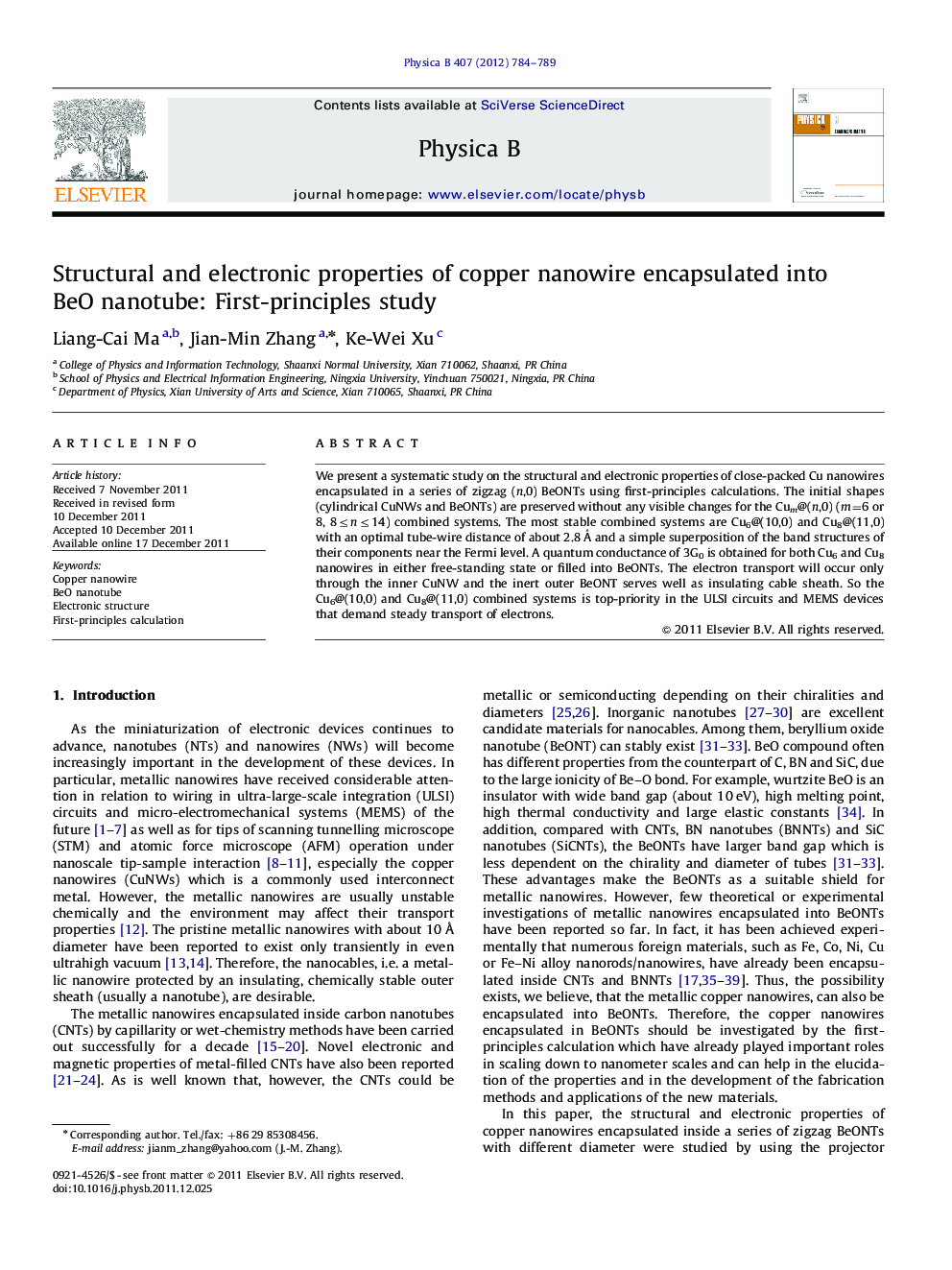 Structural and electronic properties of copper nanowire encapsulated into BeO nanotube: First-principles study