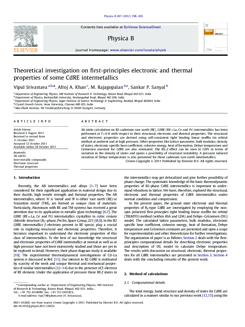 Theoretical investigation on first-principles electronic and thermal properties of some CdRE intermetallics