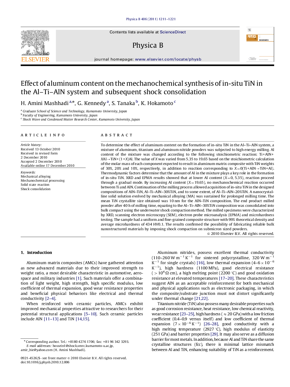 Effect of aluminum content on the mechanochemical synthesis of in-situ TiN in the Al-Ti-AlN system and subsequent shock consolidation