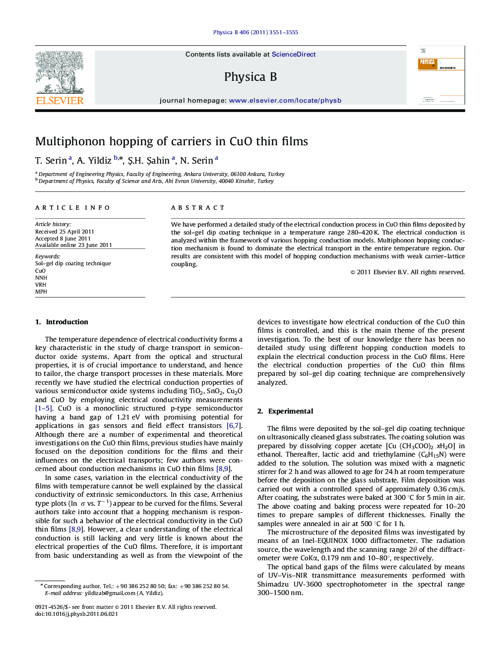 Multiphonon hopping of carriers in CuO thin films